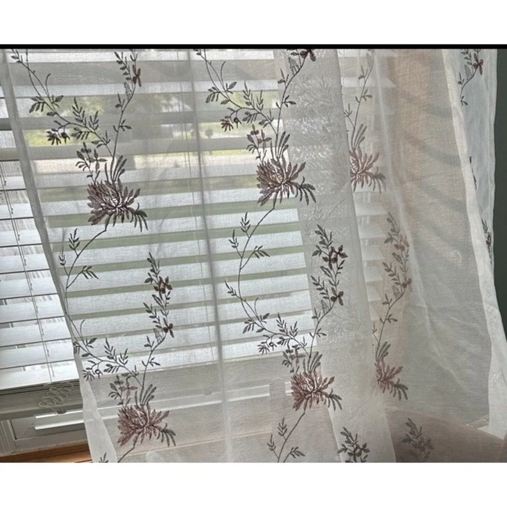 Peri Home Sheer Curtains Set of 4 Panels Orchid Floral Embroidered Panels